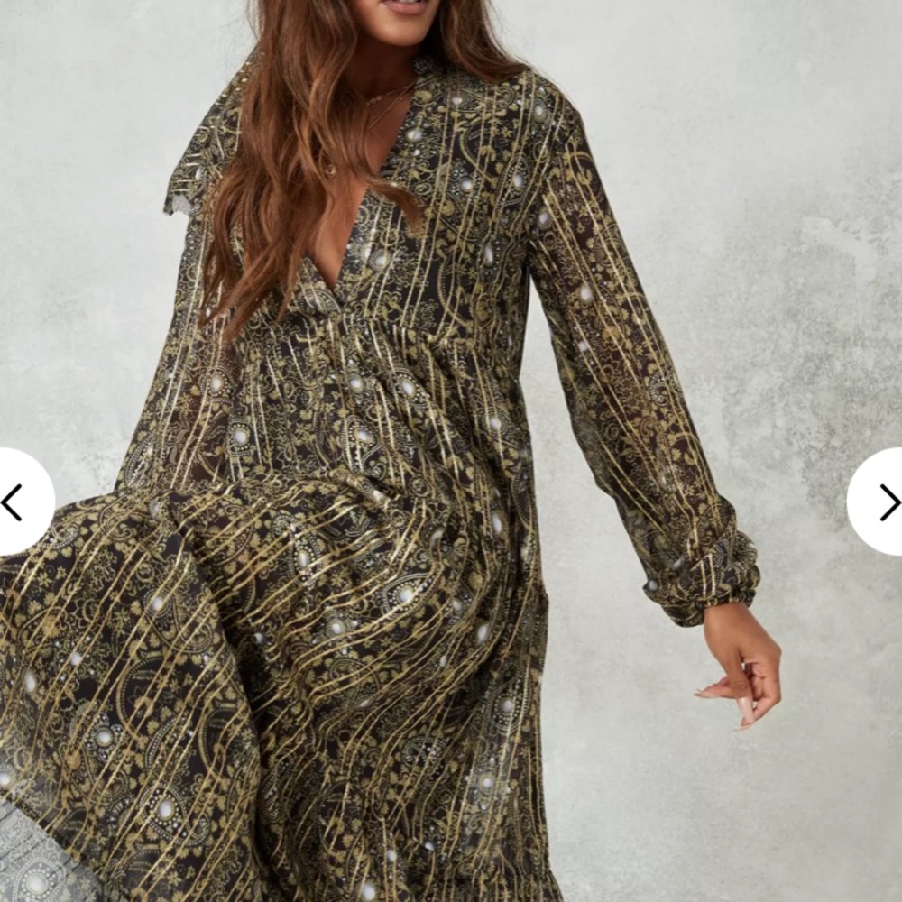 Missguided Olive Green Printed Maxi Dress - Picture 4 of 11